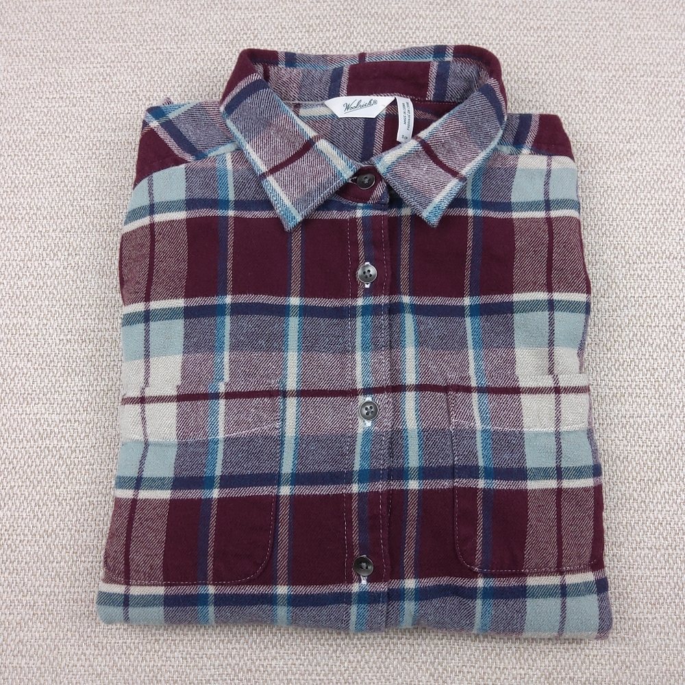 Woolrich Womens Plaid Button Up Flannel Shirt Sz S/P Cotton Cabincore‎ Western